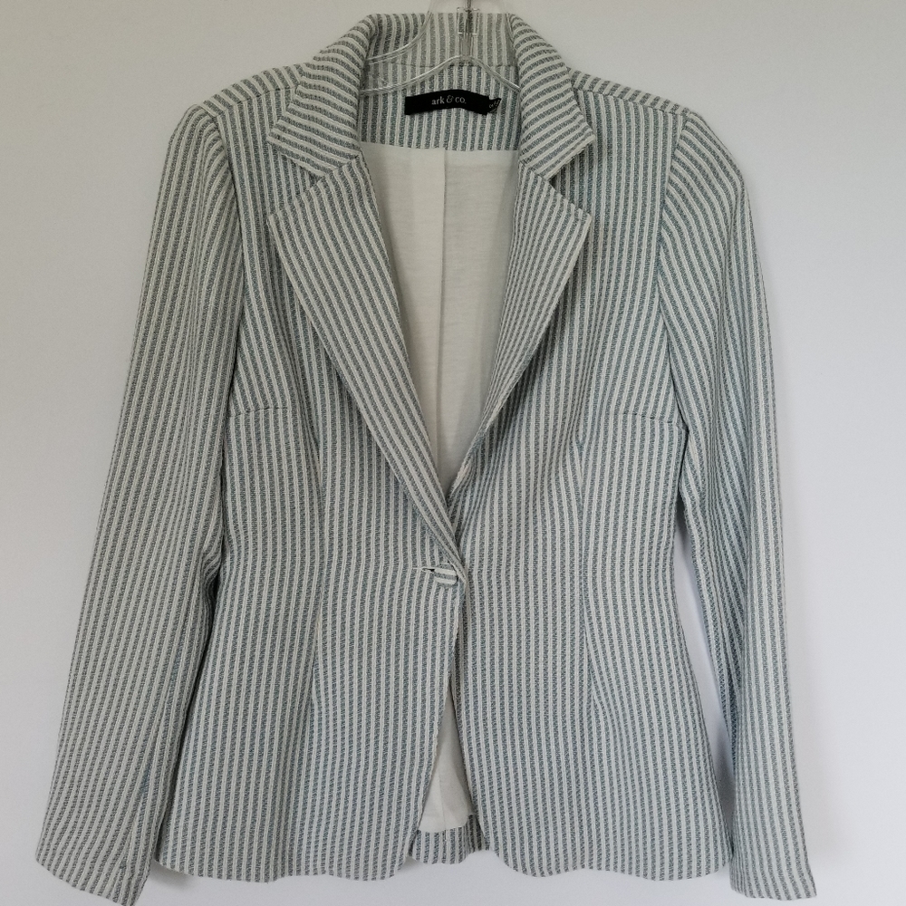 Blue and white striped blazer from Ark and Co.